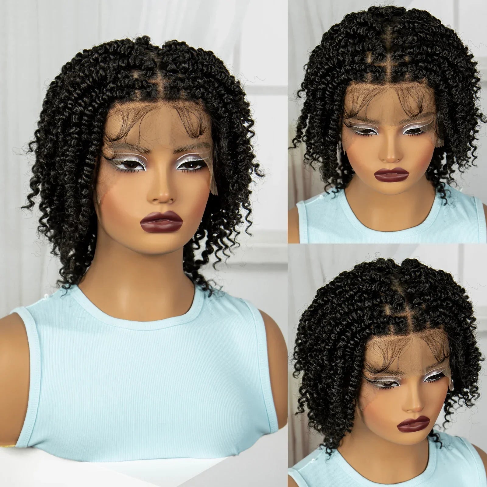10" Natural Twist Braids Wig | Full Lace | Baby Hair | Short Braided Style