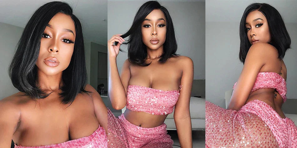 13x4 Glueless Short Bob Wig | Straight Brazilian Remy Hair | Ready to Wear