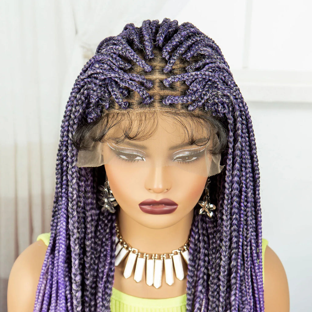 36" Ombre Knotless Braids Wig | 1B/27 | 9x6 Lace Front | Baby Hair