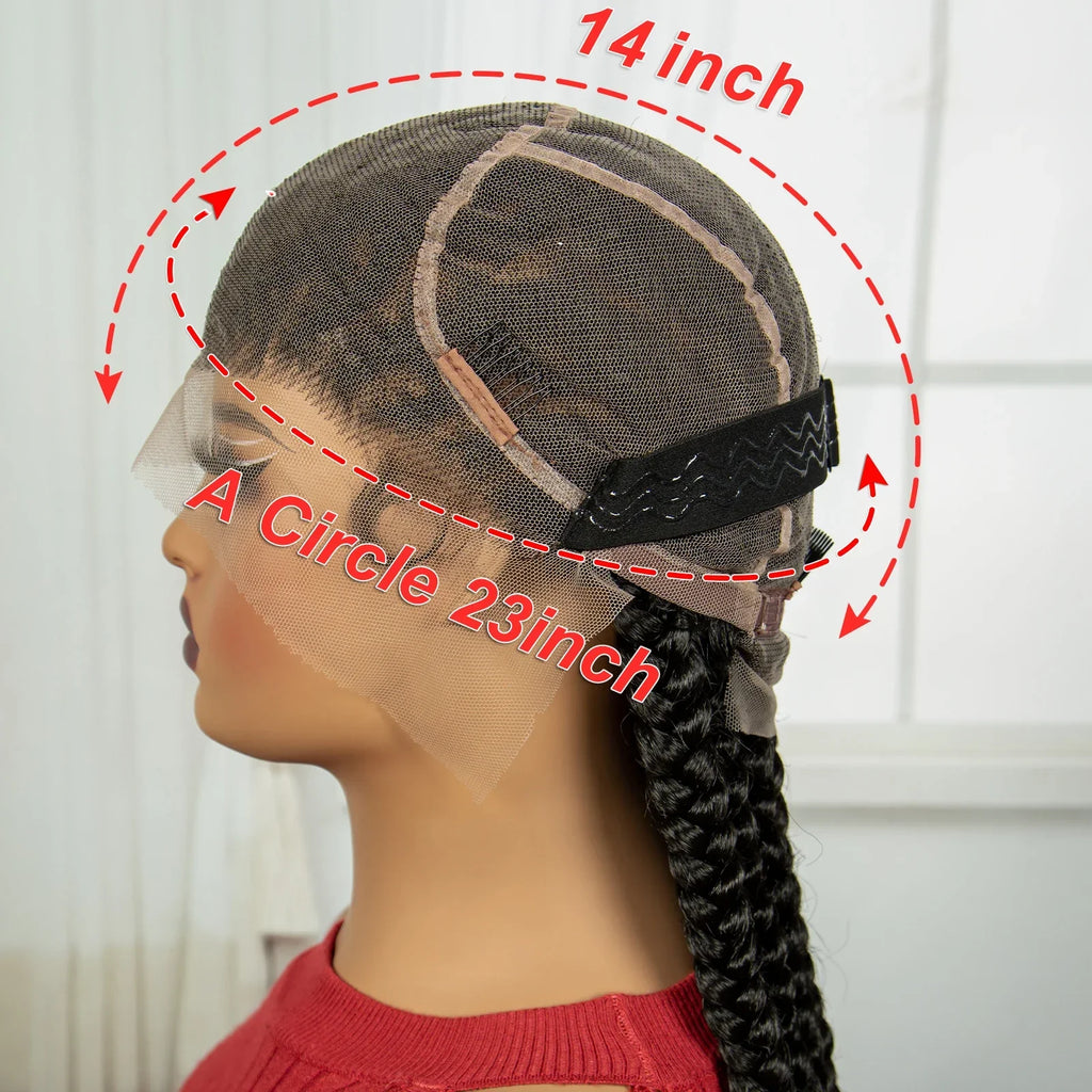 36" Handmade Knotless Cornrow Braids Wig | Transparent Lace Front | Baby Hair