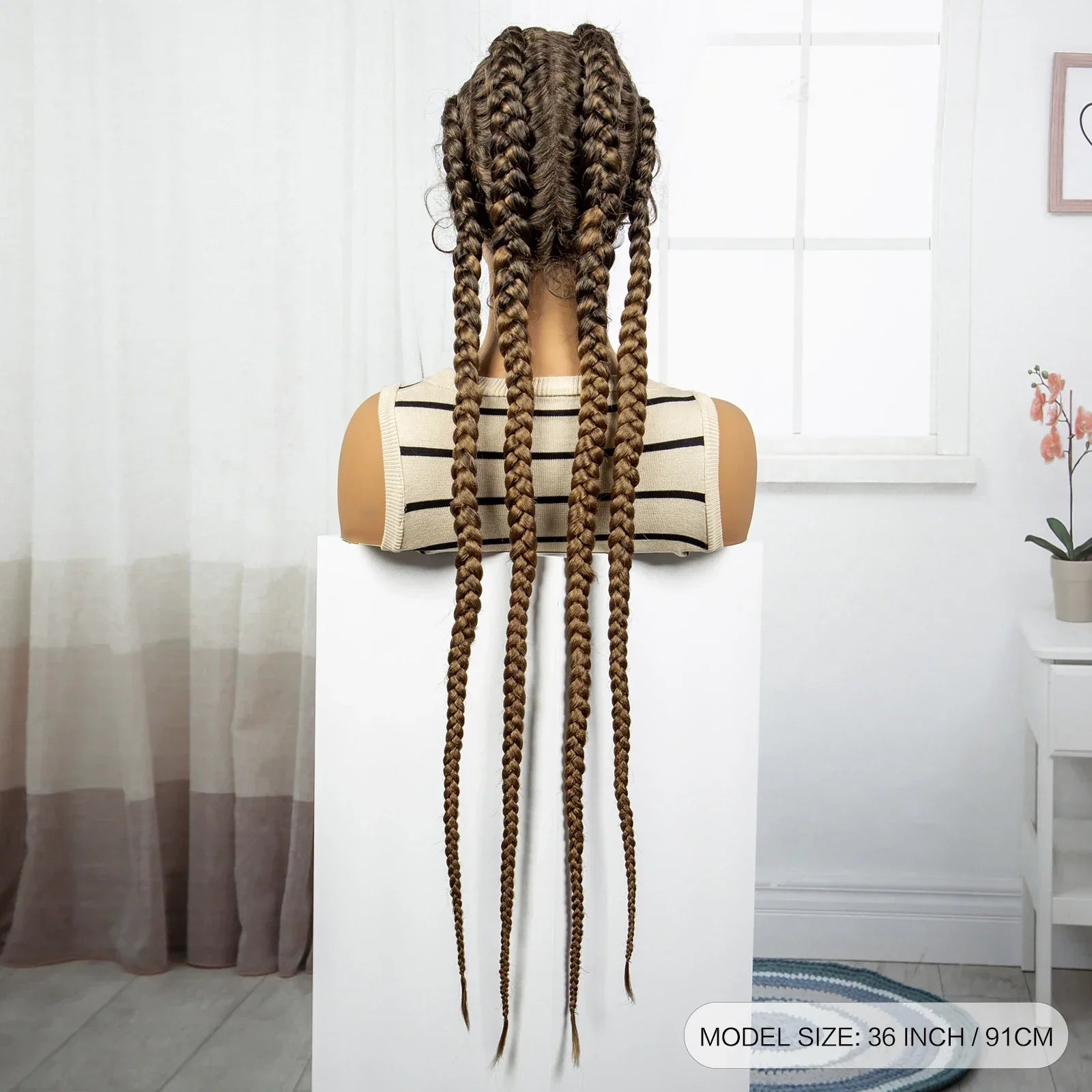 36" Natural Cornrow Braids Wig | Lace Front | Baby Hair | Long Braids