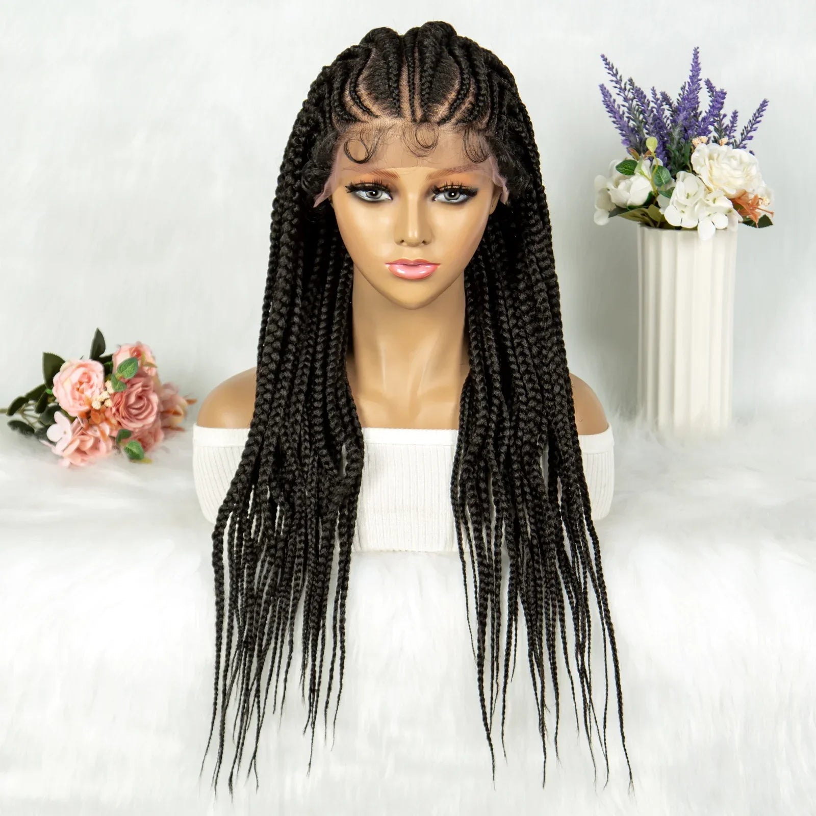 13x6 Lace Front Faux Locs Braided Wig | Crochet Braids | Synthetic Locs | Black Women