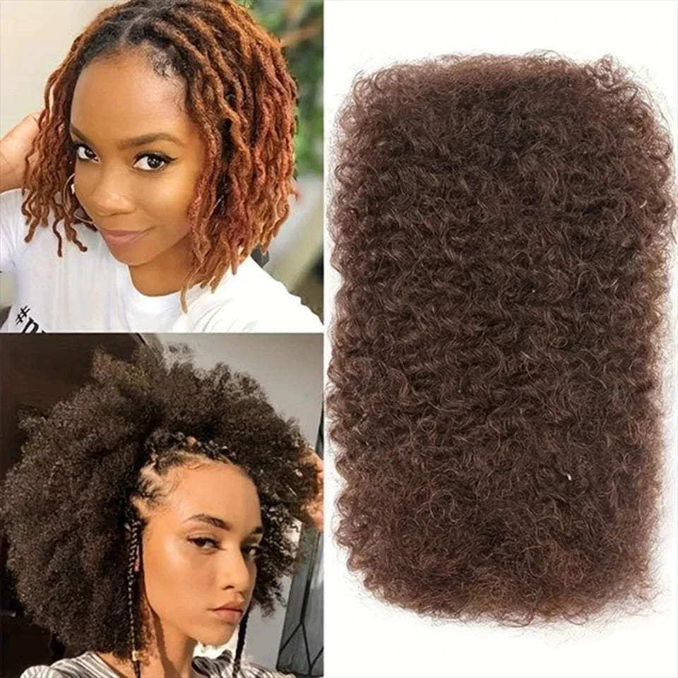 10"-22" Brazilian Remy Afro Kinky Bulk Human Hair for Braiding | 50g Natural Black Dreadlock & Twist Hair