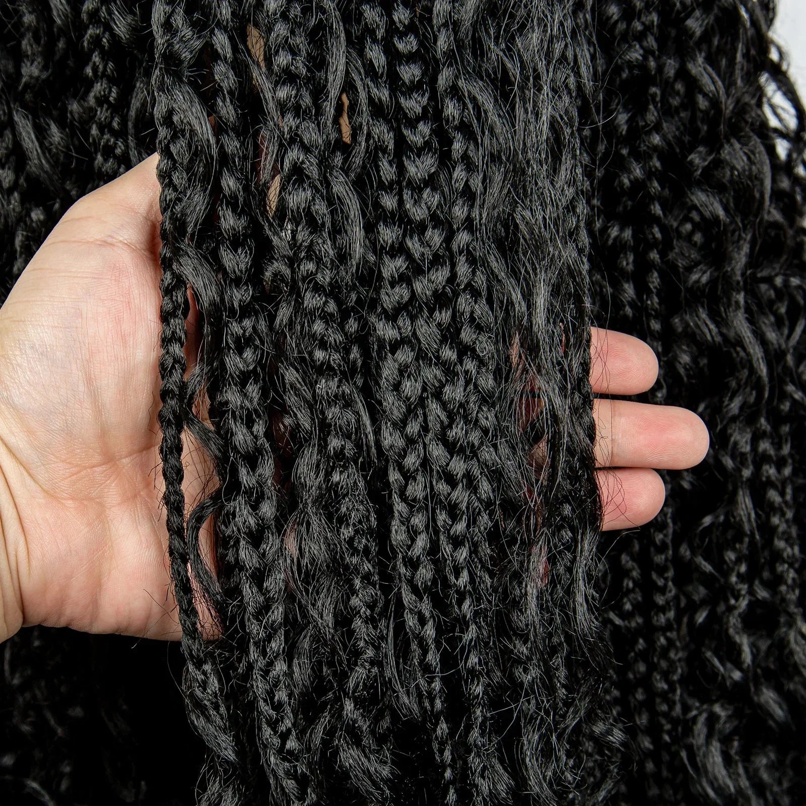 32" Natural Boho Knotless Braids Wig | HD Lace Front | Baby Hair | Synthetic