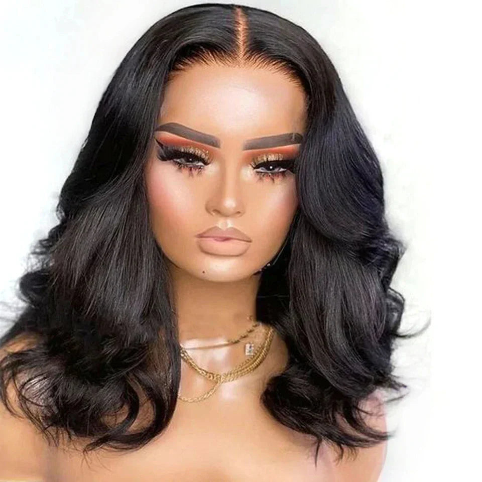 180D Body Wave Human Hair Wig | 13x5x1 Lace Part Bob & Frontal Wigs (Brazilian Remy)