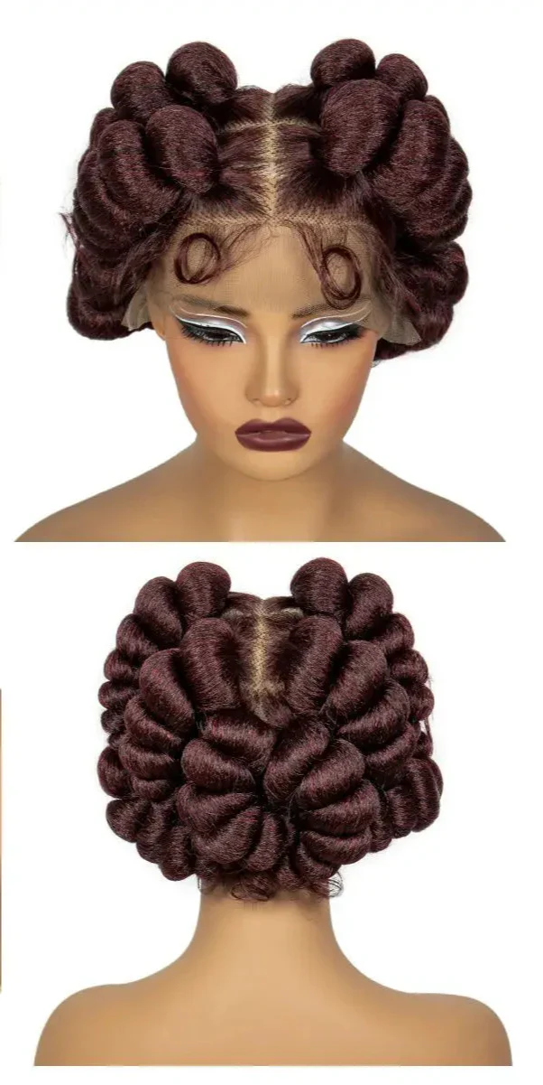 613 Blonde Short Bantu Knotless Braids Wig | Handmade Full Lace | Baby Hair