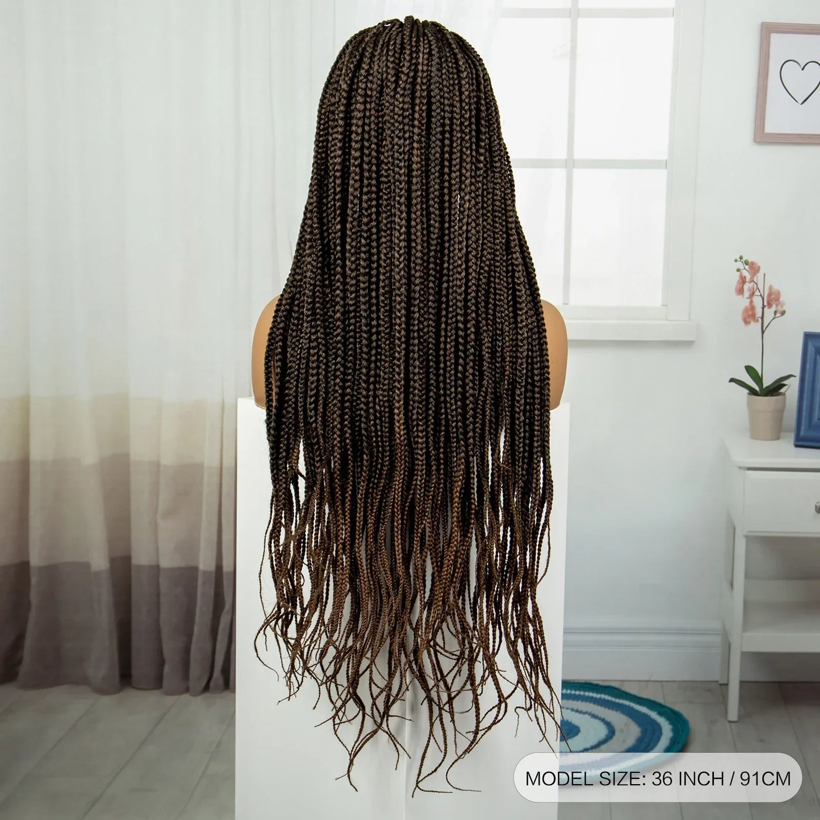 36" Purple & Blonde Knotless Box Braids Wig | Lace Front | Baby Hair