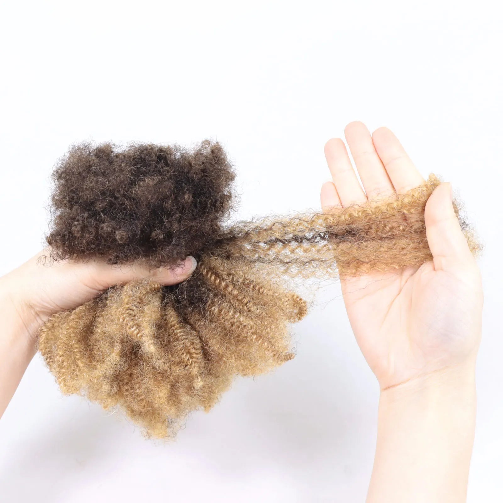 #30-#1-#30 Ombre Brown Afro Kinky Curly Bulk Human Hair | 50g Brazilian Crochet Braiding Hair Extensions (No Weft)