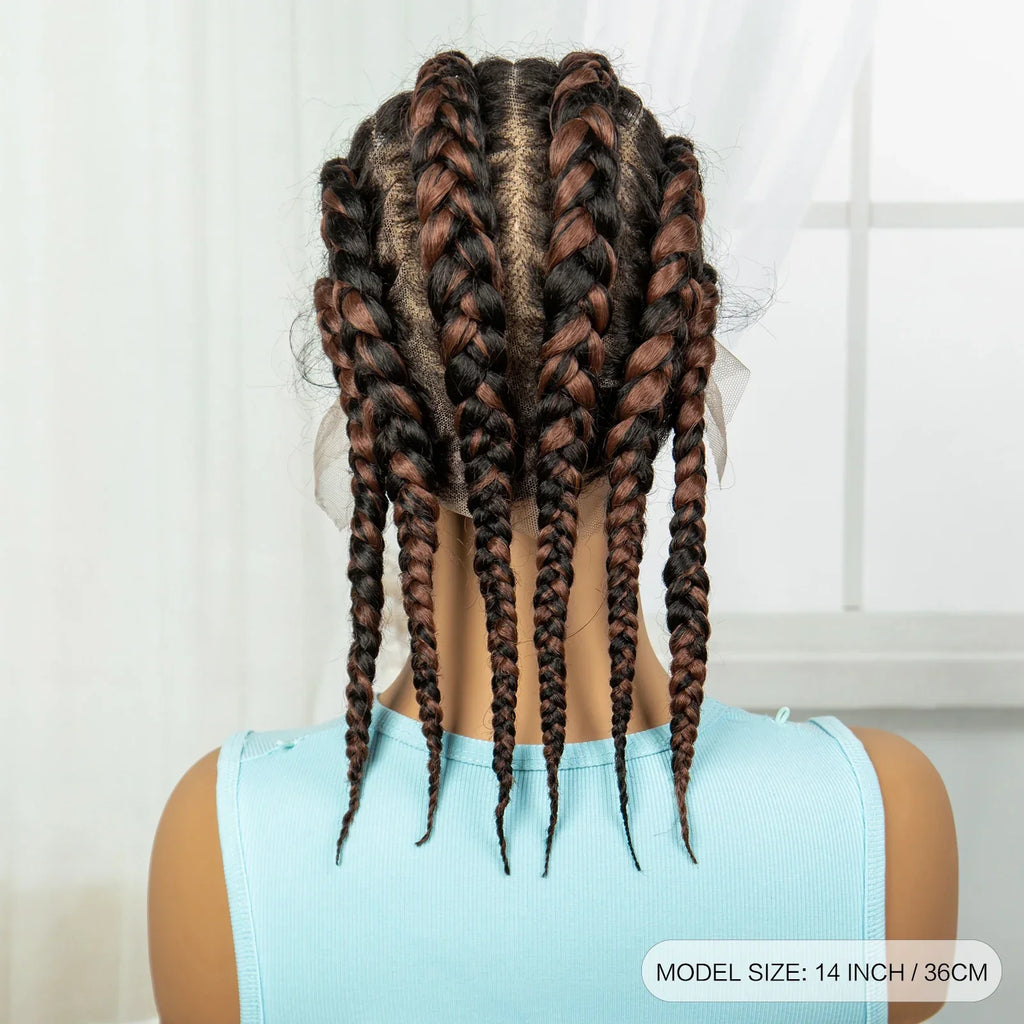 14" HD Full Lace Natural Cornrow Braids Wig | Transparent Lace Front | Baby Hair
