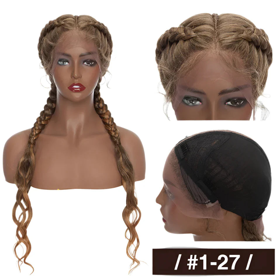 26" Dutch Braids Lace Front Wig | My-Lady Cornrow Afro Wig | Synthetic African Braided Wig | Wavy Texture