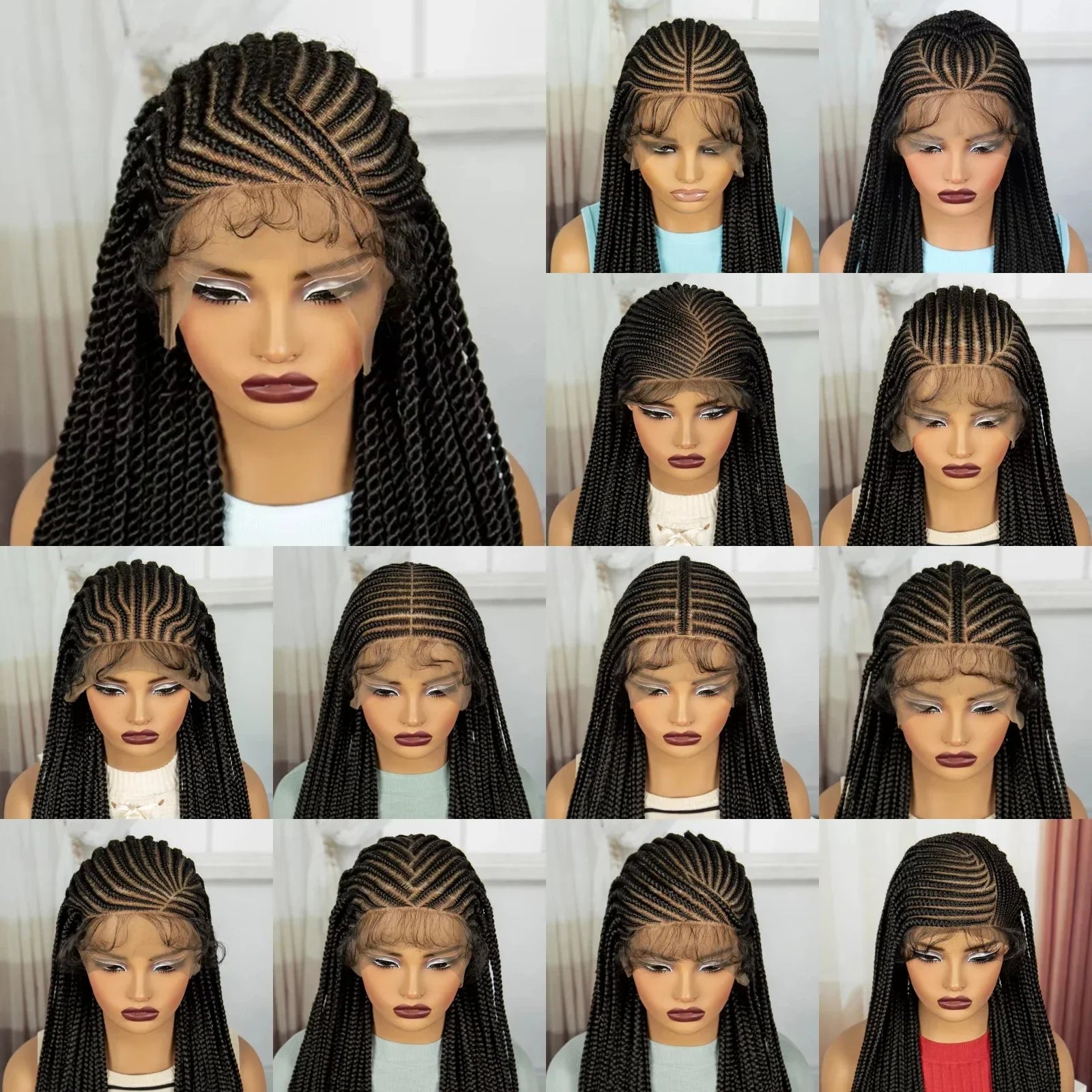 36" Straight Cornrow Knotless Braids Wig | Full Lace | Baby Hair