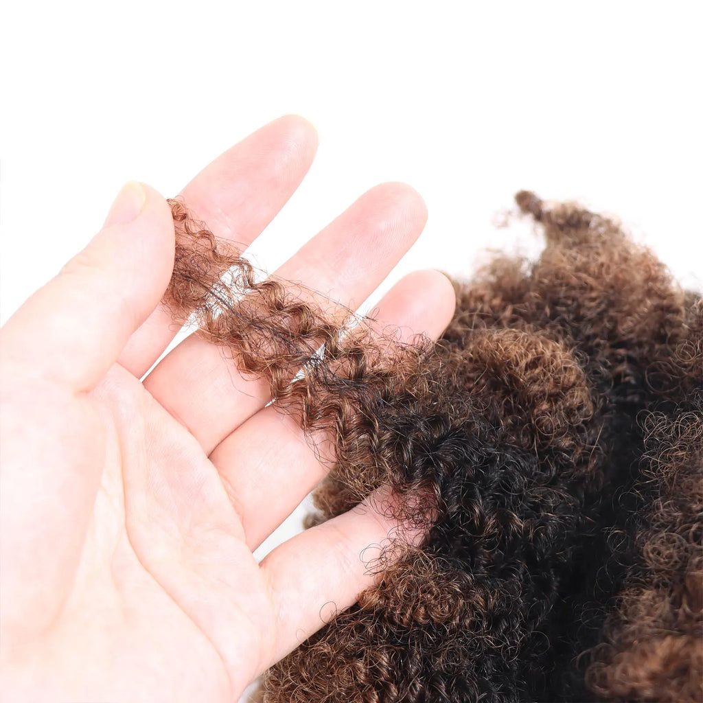 #30-#1-#30 Ombre Brown Afro Kinky Curly Bulk Human Hair | 50g Brazilian Crochet Braiding Hair Extensions (No Weft)