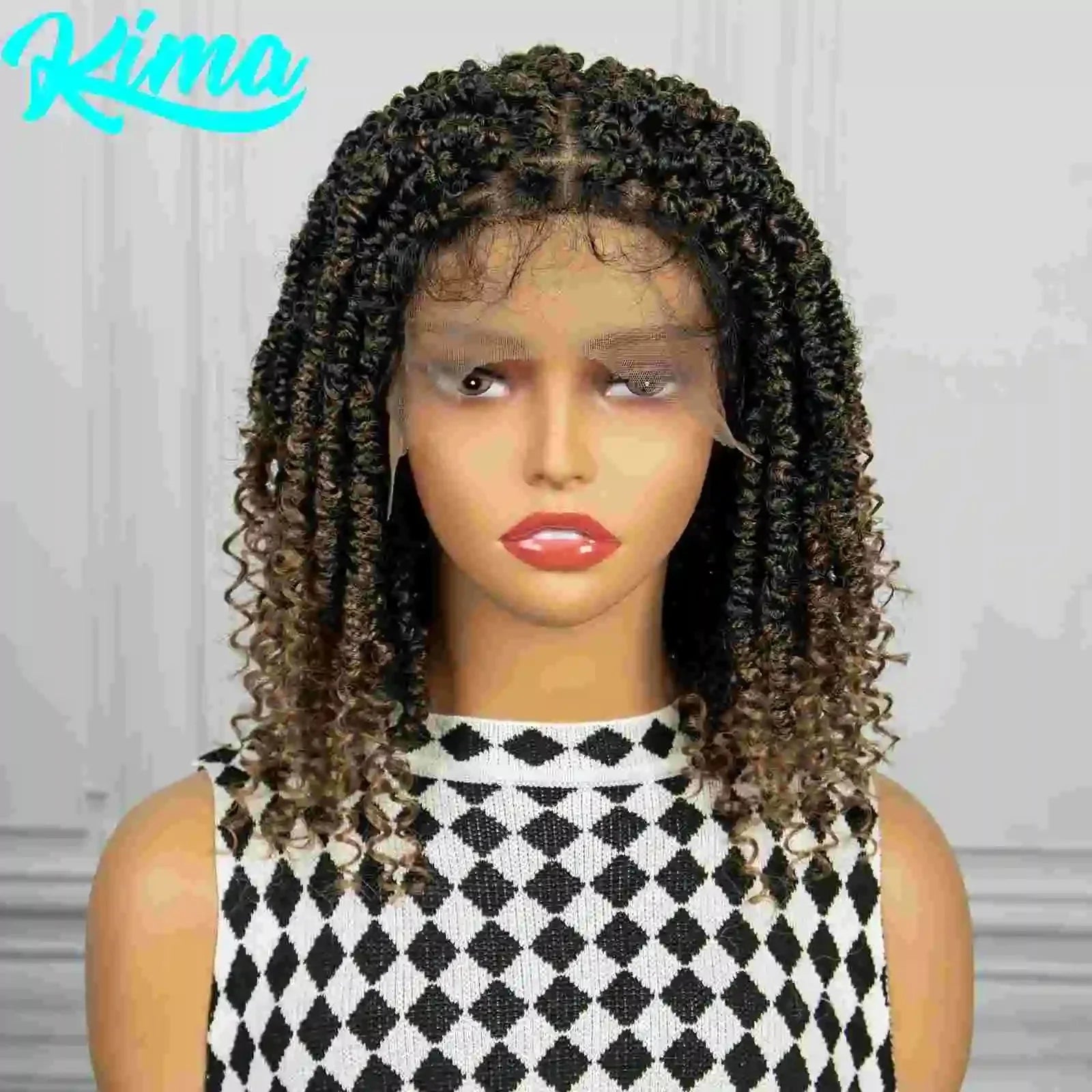 1B/27 Short Passion Twist Lace Front Wig | Knotless Braids | Baby Hair | Synthetic Twist Spring Wig