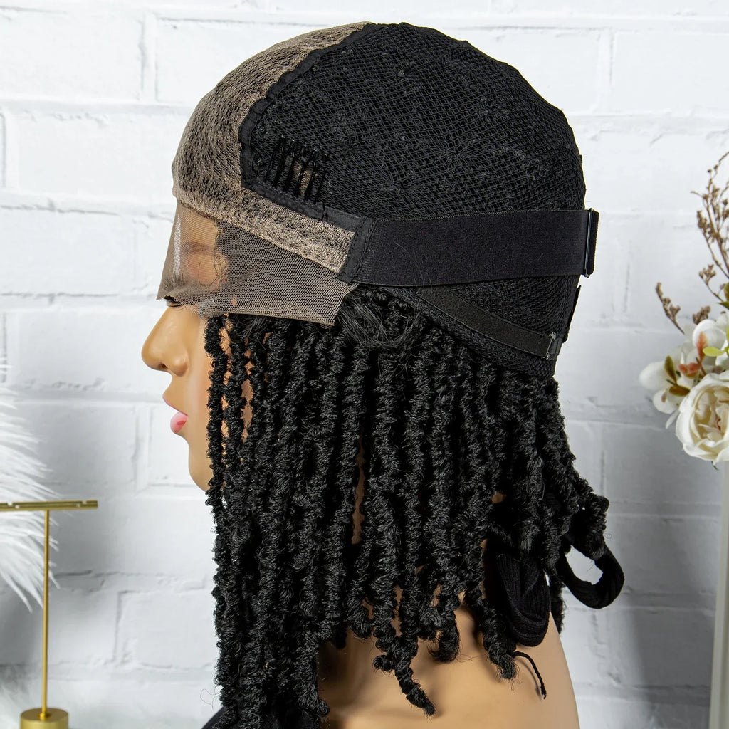 14" Knotless Butterfly Locs Lace Front Wig | Synthetic Dreadlock Braids | Black Women