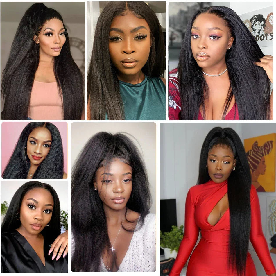 13x4 Kinky Straight Lace Front Wig | Glueless | Brazilian Virgin Hair | Pre-Plucked with Baby Hair