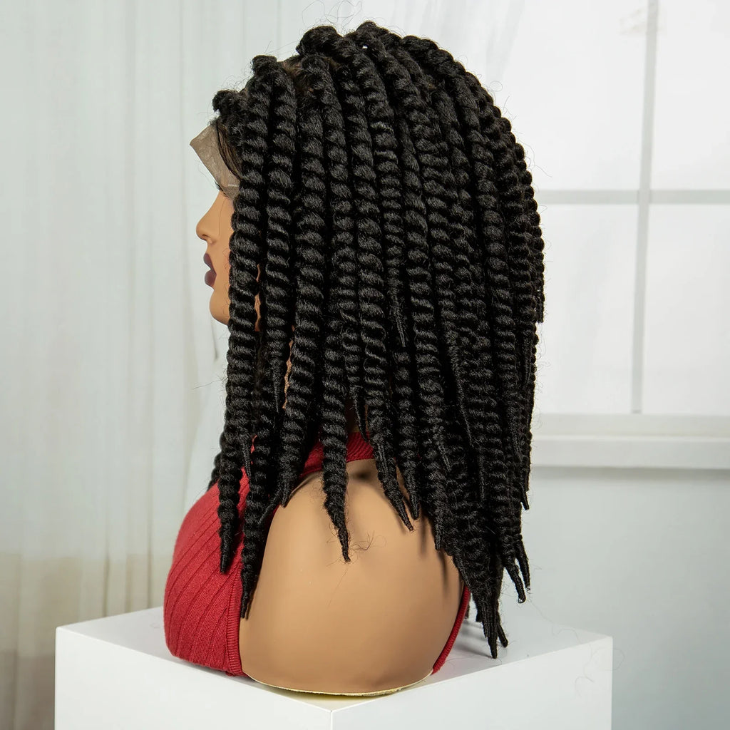 16" Twist Knotless Braids Wig | HD Full Lace | Baby Hair | Natural Look