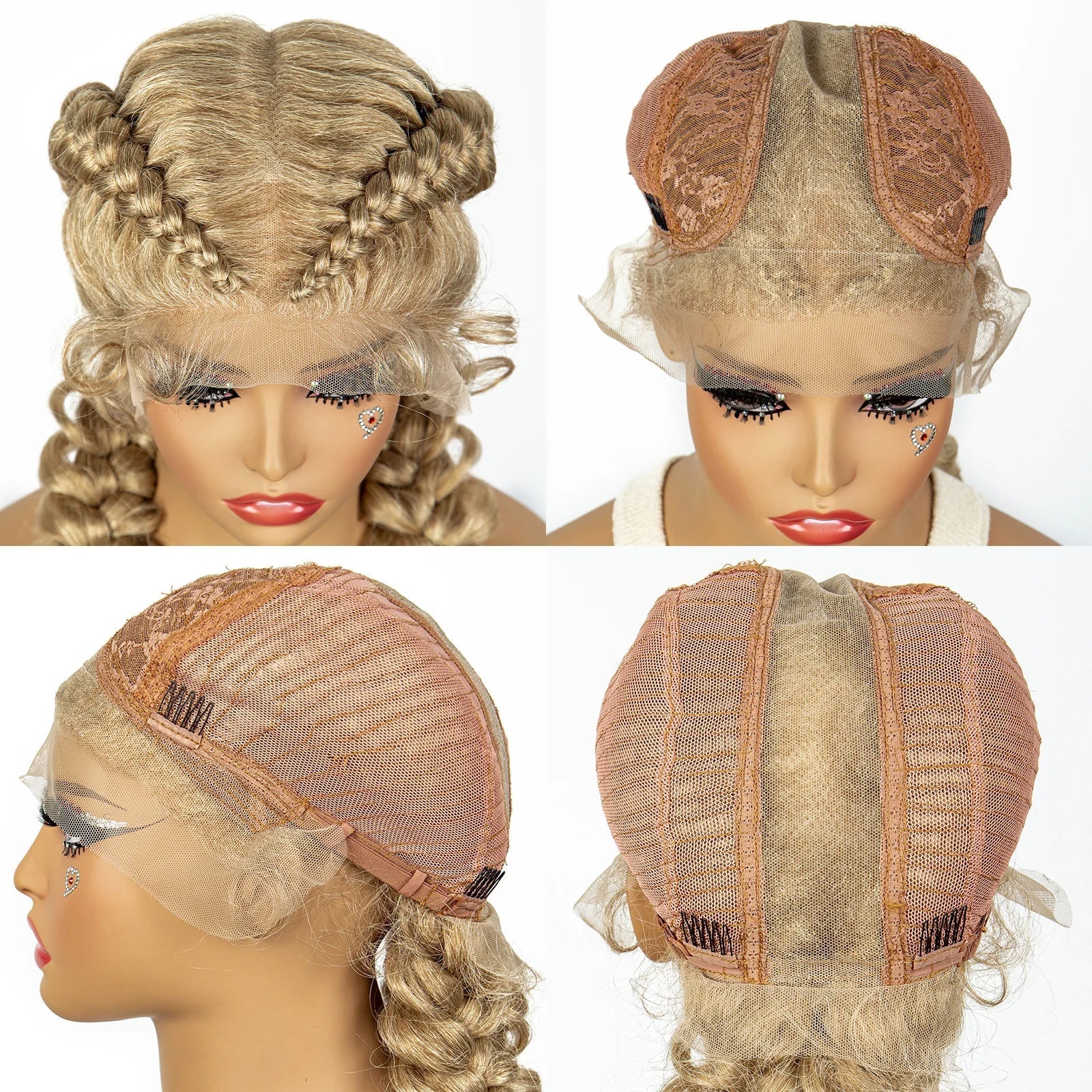 1B/30 Dark Brown Dutch Box Braids Wig | Synthetic Lace Frontal | Fishtail Braids | With Baby Hair | For Black Women