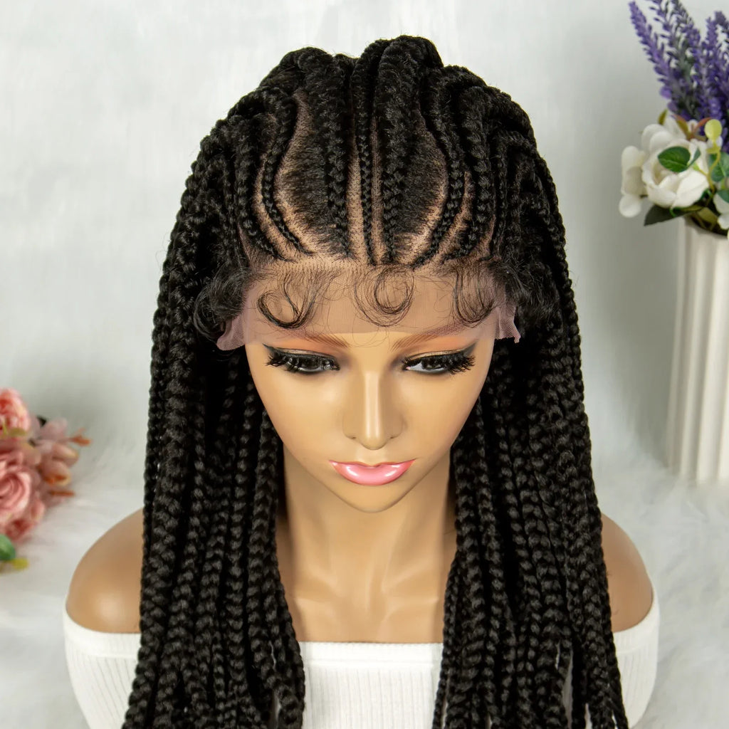 13x6 Lace Front Faux Locs Braided Wig | Crochet Braids | Synthetic Locs | Black Women
