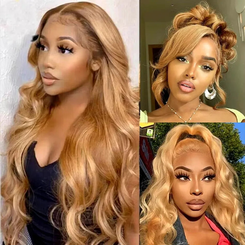 #27 Honey Blonde Body Wave Human Hair Wig | 200% Density 13x6 HD Transparent Lace Frontal & 13x4 Lace Frontal (Pre-Plucked)