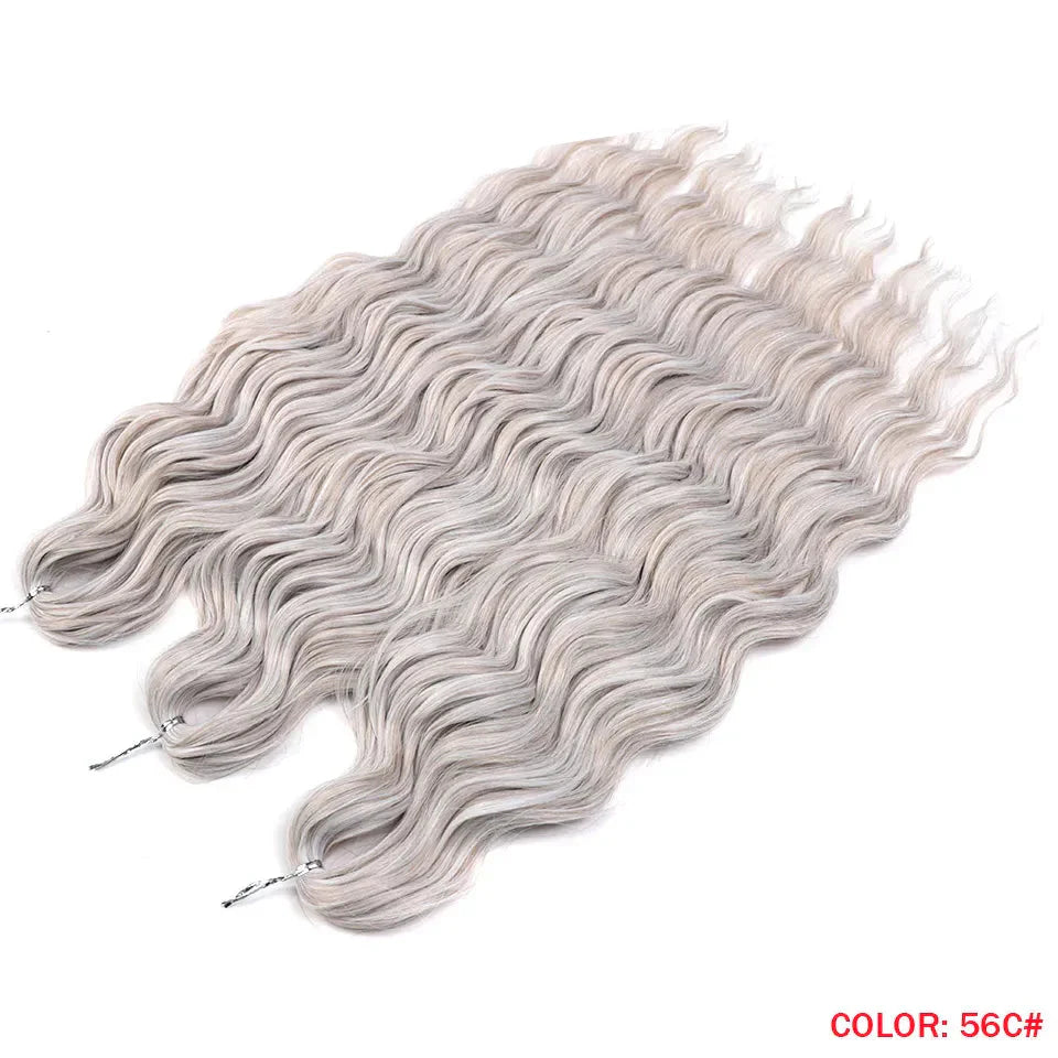 24" Orange Twist Crochet Hair | Synthetic Deep Wave Braiding Hair Extensions | Water Wave Hair | Heat Resistant Fiber | 60 Strands/Pack