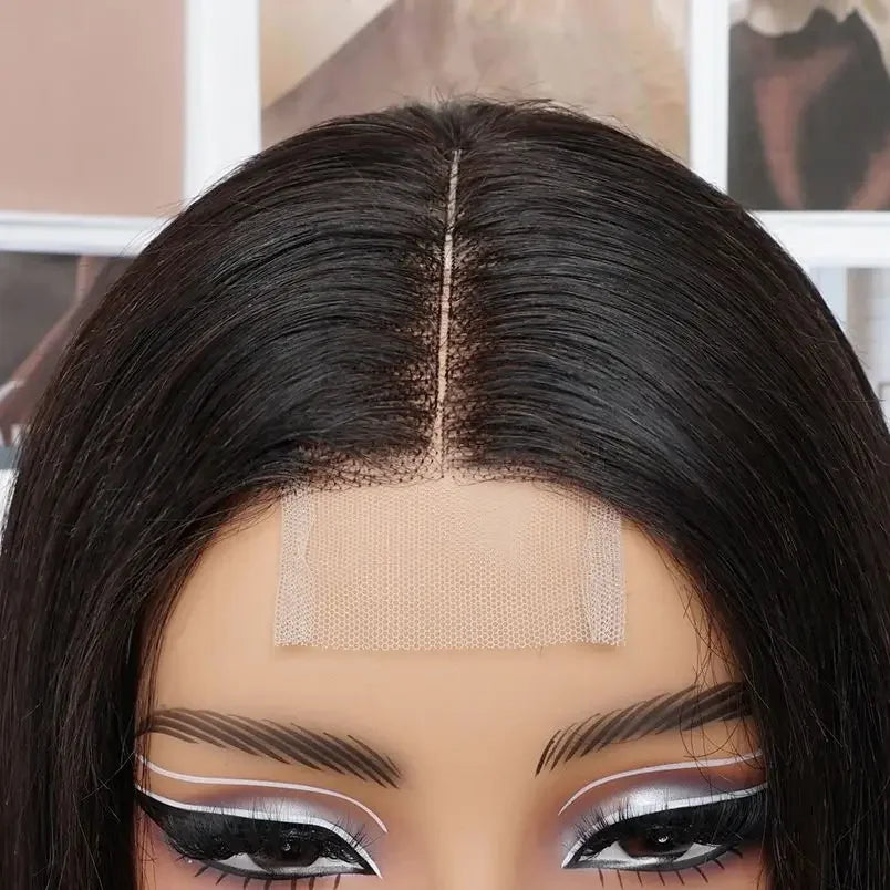 2x6 Kim K Deep Middle Part Straight Wig | Glueless Transparent Lace Closure 100% Human Hair