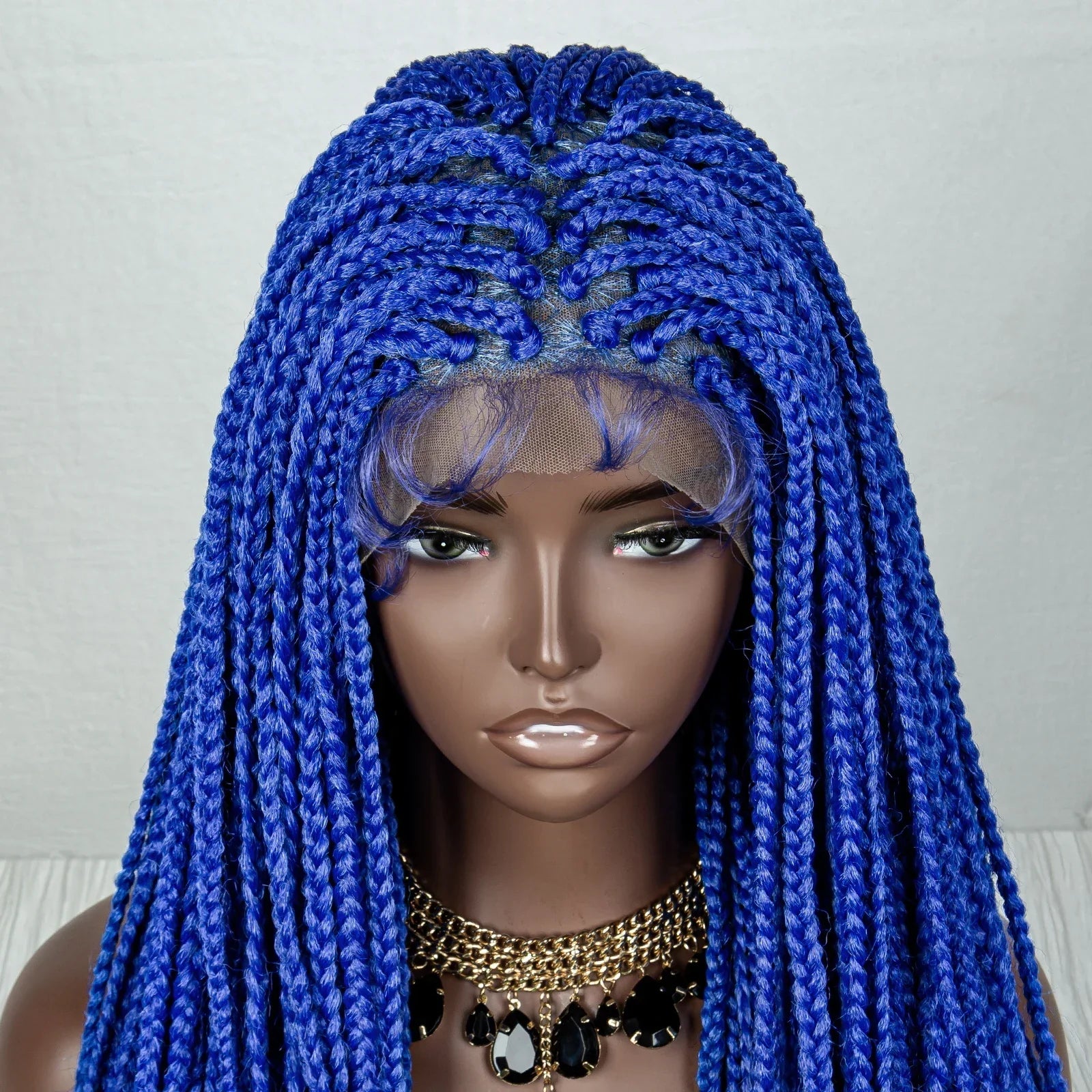 36" Water Wave Braided Wig | Lace Front | Baby Hair | Long Braids