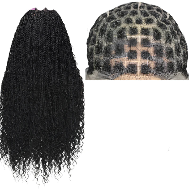 32" Bohemian Twist Braided Full Lace Wig | Curly Ends | Lightweight Synthetic Braids | Black Women