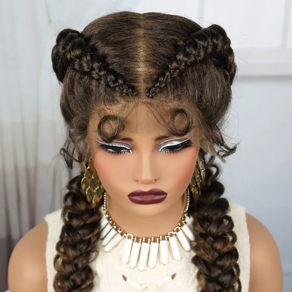 36" Blonde Twisted Braids Wig | Transparent Lace Front | Baby Hair