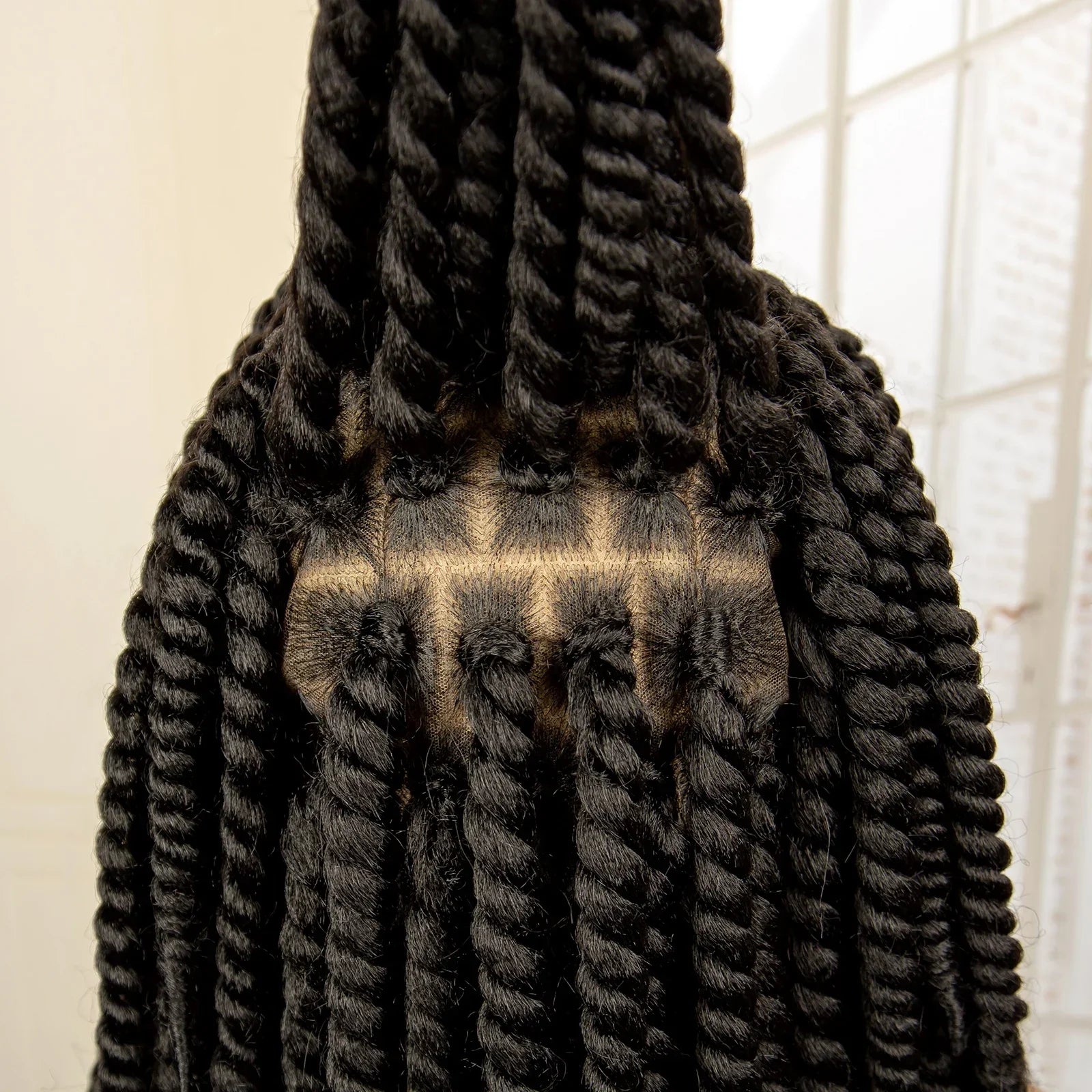 16 Inch Brown Twisted Braided Bob Wig | Full Lace | Kanekalon Fiber | For Black Women