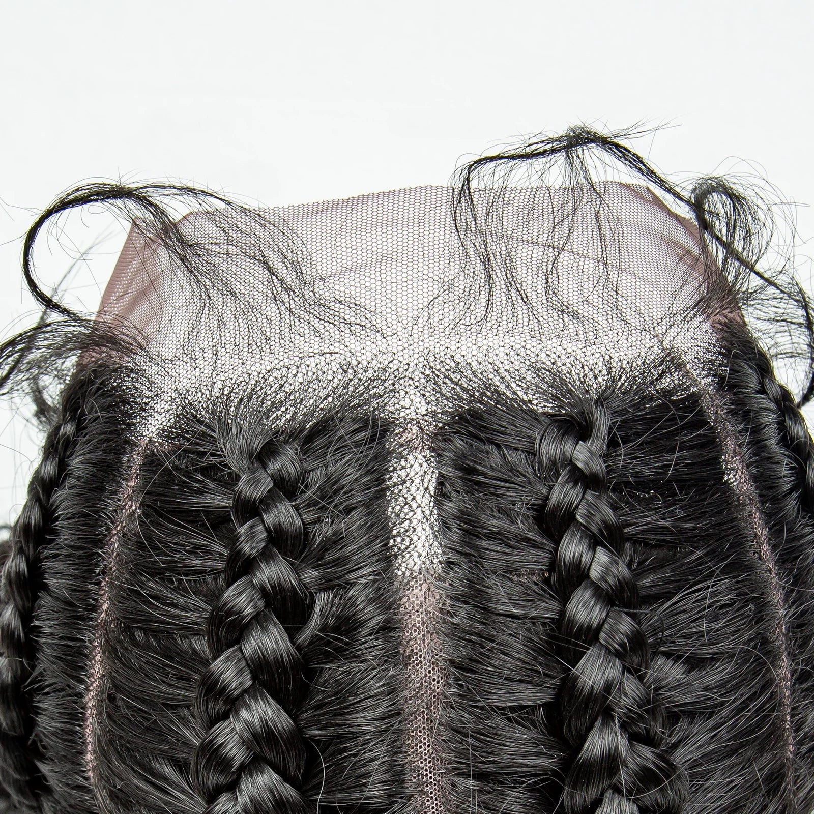 22" Box Braids Full Lace Wig | Two Curly Ponytails | Baby Hair | Synthetic Braided Wig