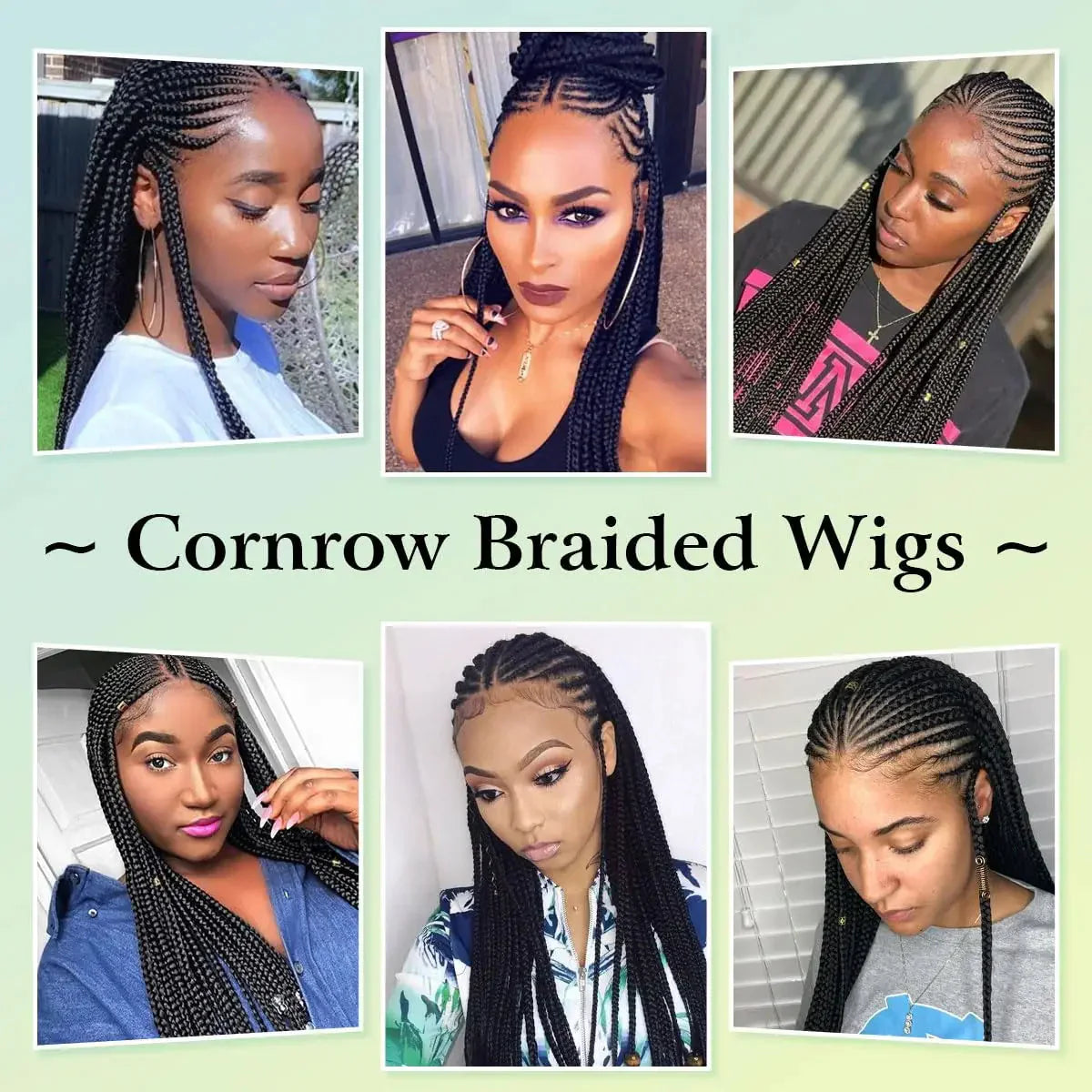 36" Knotless Cornrow Braided Wig | Full Lace | Box Braids | Synthetic Braiding Hair | Black Women