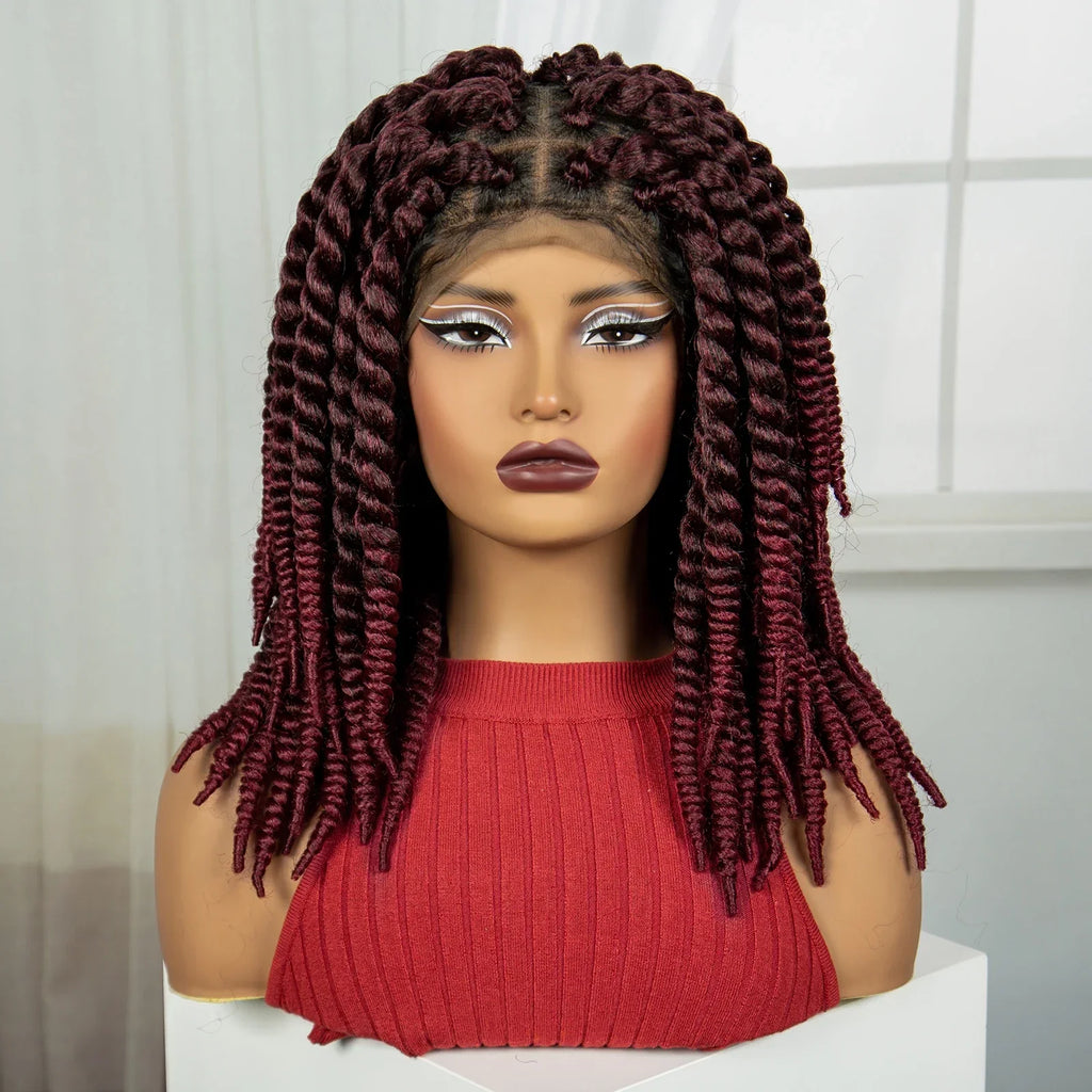 16" Twist Knotless Braids Wig | HD Full Lace | Baby Hair | Natural Look