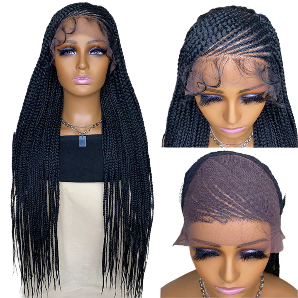 13x4 Lace Front Braided Wig | Synthetic Hair | Baby Hair | Black Women | Daily Use