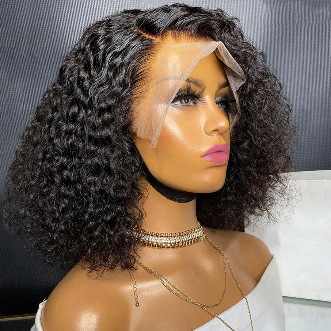 12A Kinky Curly Bob Wig | Glueless 13x4 Lace Frontal Wig | Brazilian Remy Hair