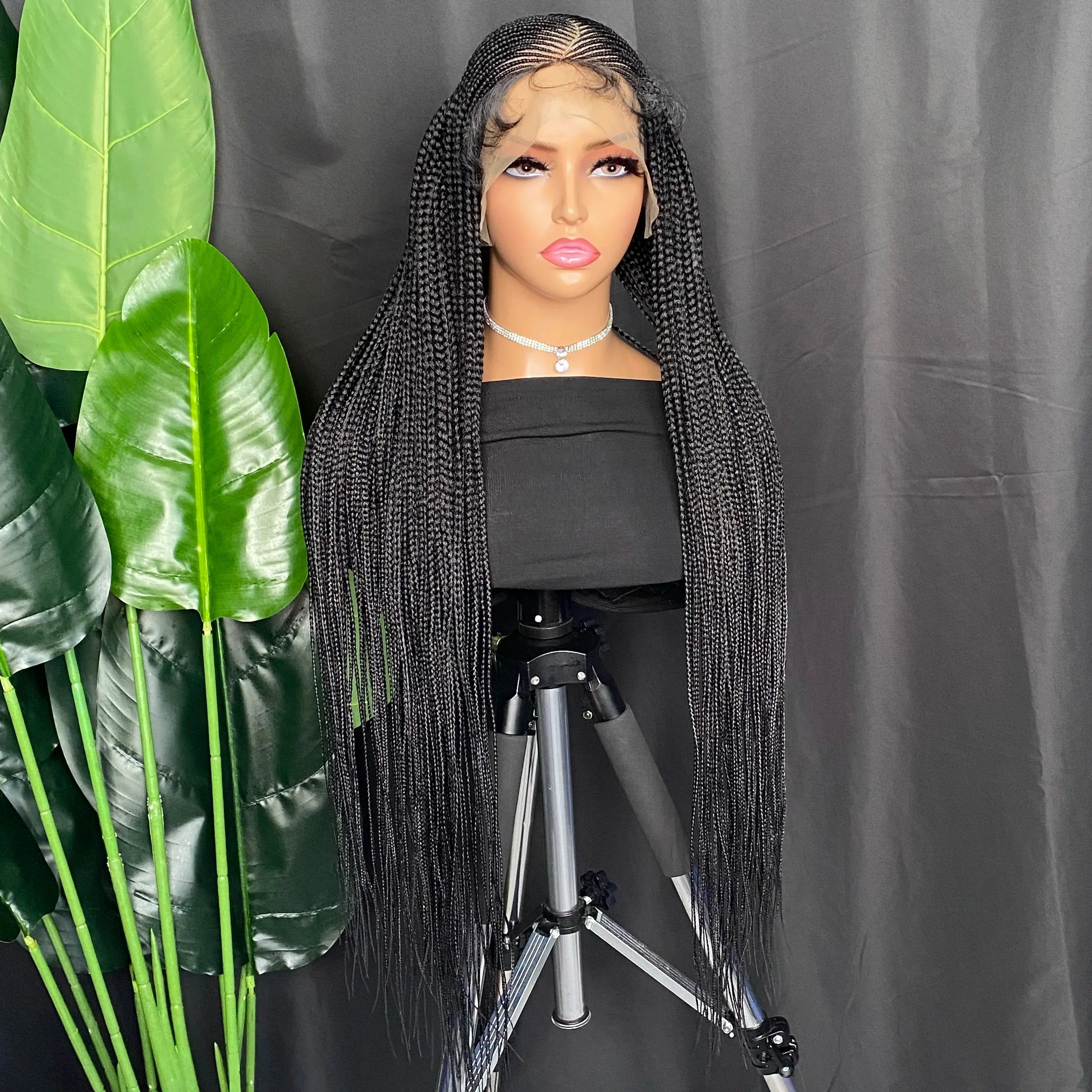 36" Cornrow Box Braided Lace Front Wig | 13x6 | Baby Hair | Synthetic Braids for Women