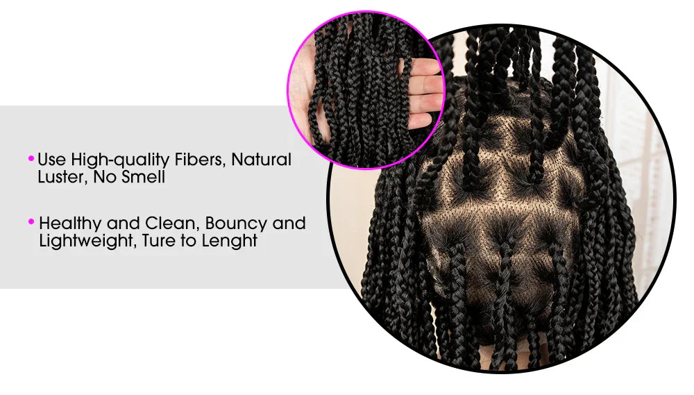 36" HD Full Lace Box Braided Wig | Ginger Color #350 | Lace Frontal Braids | Baby Hair | Synthetic Hair Wig