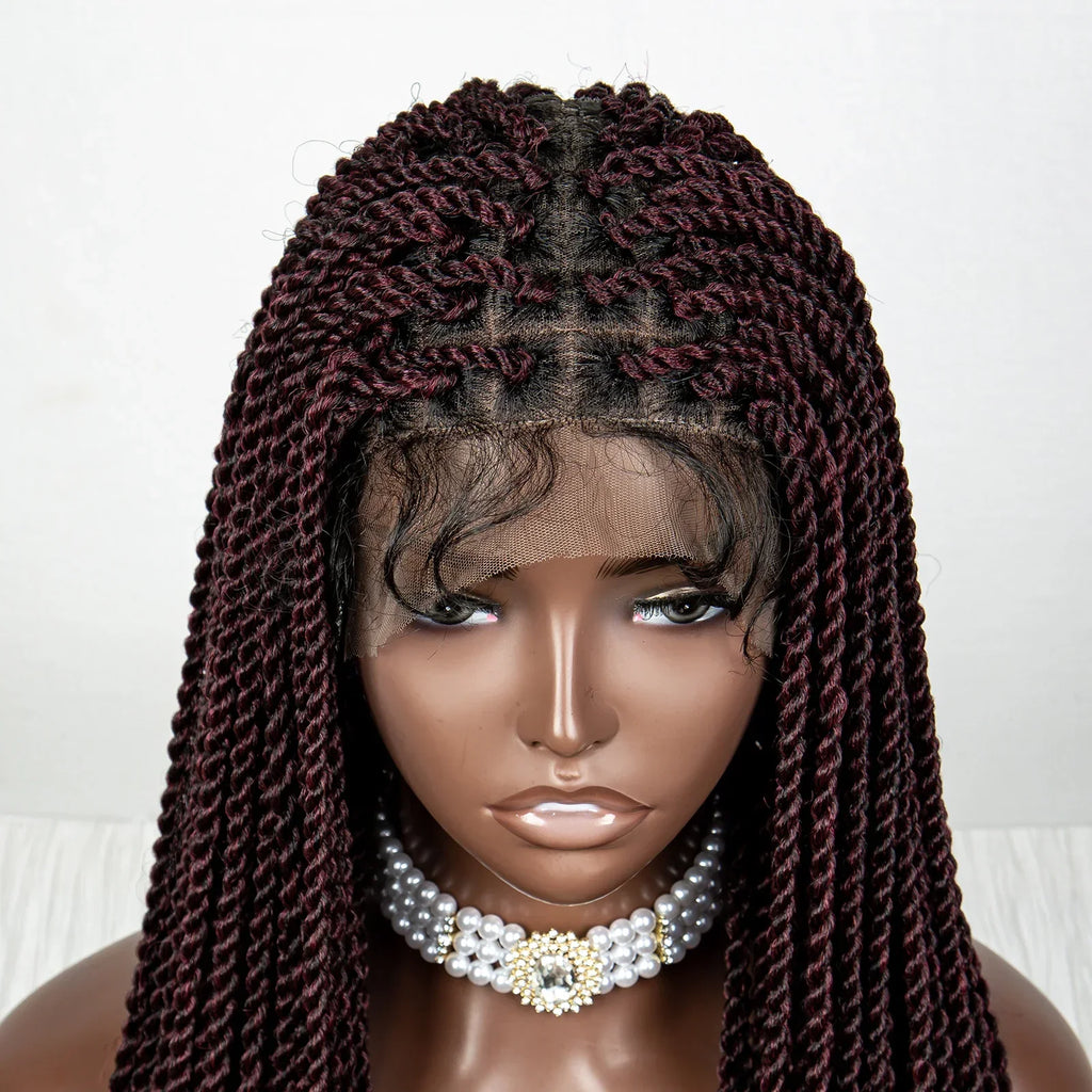 40" 360° HD Full Lace Knotless Twist Braids Wig | Blended Long Box Braids