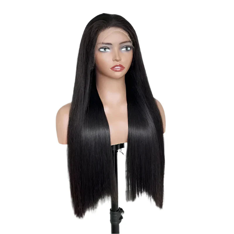 250% Density HD Lace Frontal Wig | Super Double Drawn Straight Virgin Human Hair | Natural Black