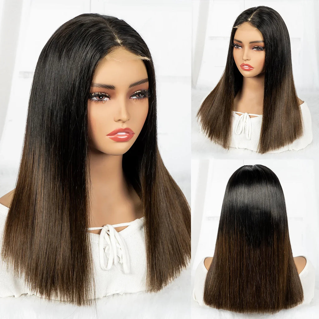 300% Density 1BT4 Brown Bone Straight Wig | 2x6 Real HD Lace Burmese Virgin Human Hair (Double Drawn)