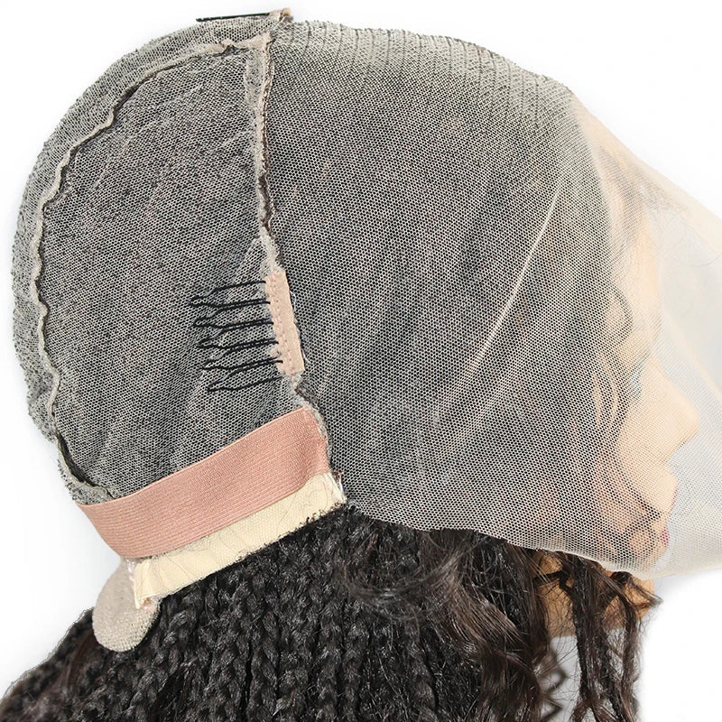 24" Boho Box Braids Lace Frontal Wig | Deep Wave Goddess Braids | Curly Ends | Black Full Lace Synthetic Wig