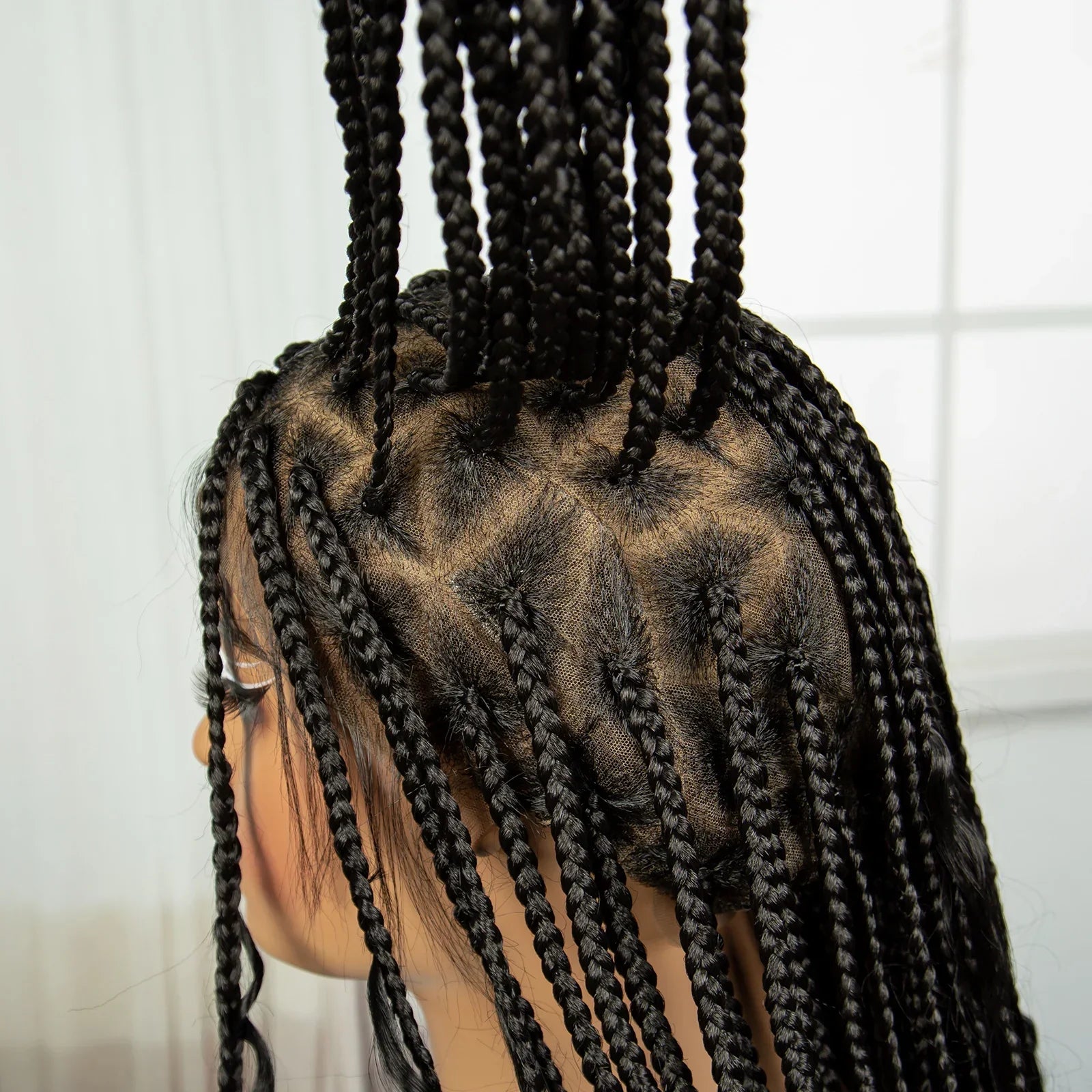 36" Blonde Boho Knotless Braids Wig | Curly Ends | HD Full Lace | Baby Hair