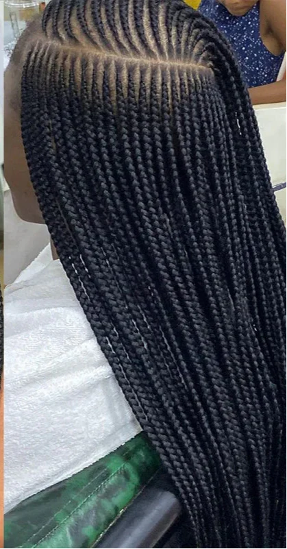 36" Blonde Cornrow Box Braided Wig | 613 Synthetic | Full Lace Front | Side Part | For Women