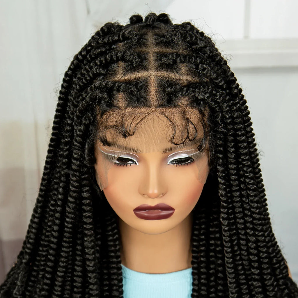 20" Knotless Box Twist Braids Wig | Full Lace | Baby Hair