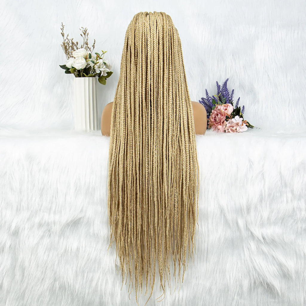 613 Blonde Box Cornrow Braided Wig | HD Full Lace Knotless Braids Wig | Synthetic Braiding Wig for Black Women