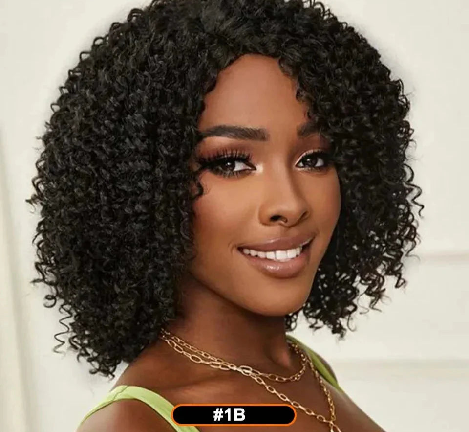 Afro Kinky Curly Black & Ombre T1B/30 Human Hair Wig | Brazilian Remy Machine Made Glueless Wigs for Women (Affordable)