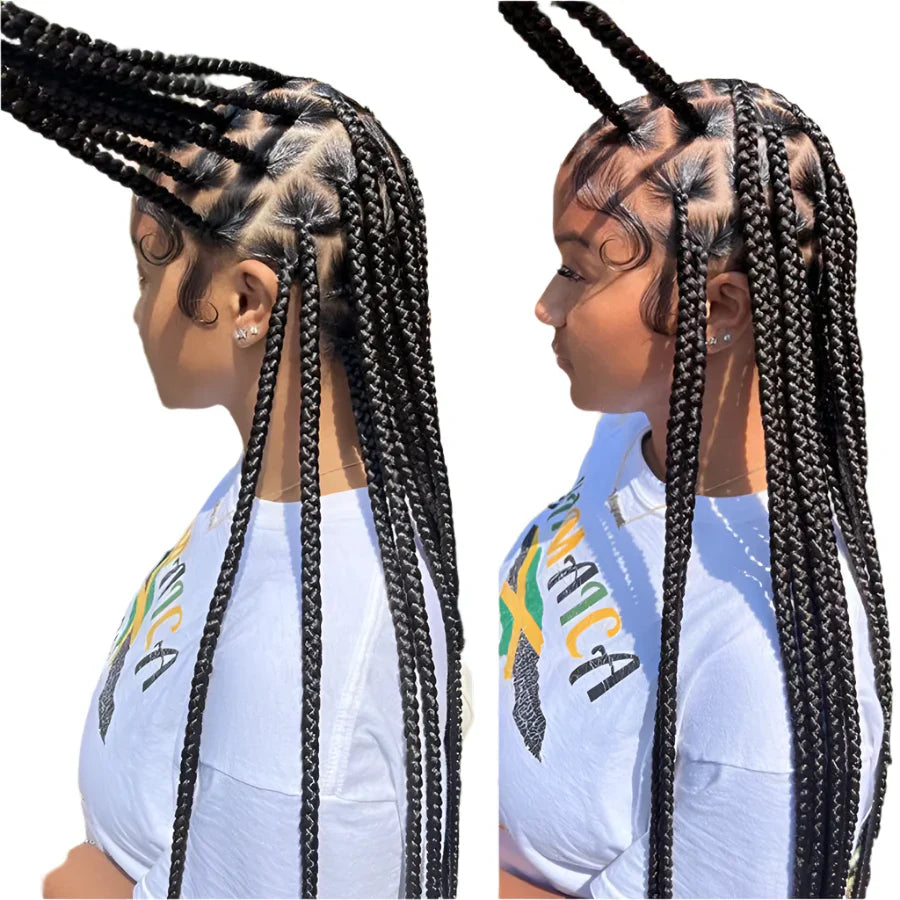 36" Jumbo Knotless Cornrow Braids Wig | Incoo HD Full Lace Braided Wig | Transparent Lace | Black Women
