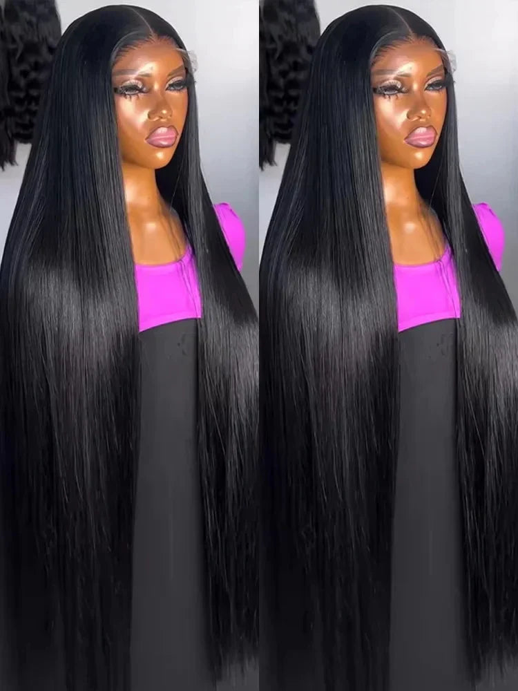 250 Density 40 36 Inch Straight HD Transparent 13x6 Lace Front Wig | Brazilian Virgin Remy Human Hair
