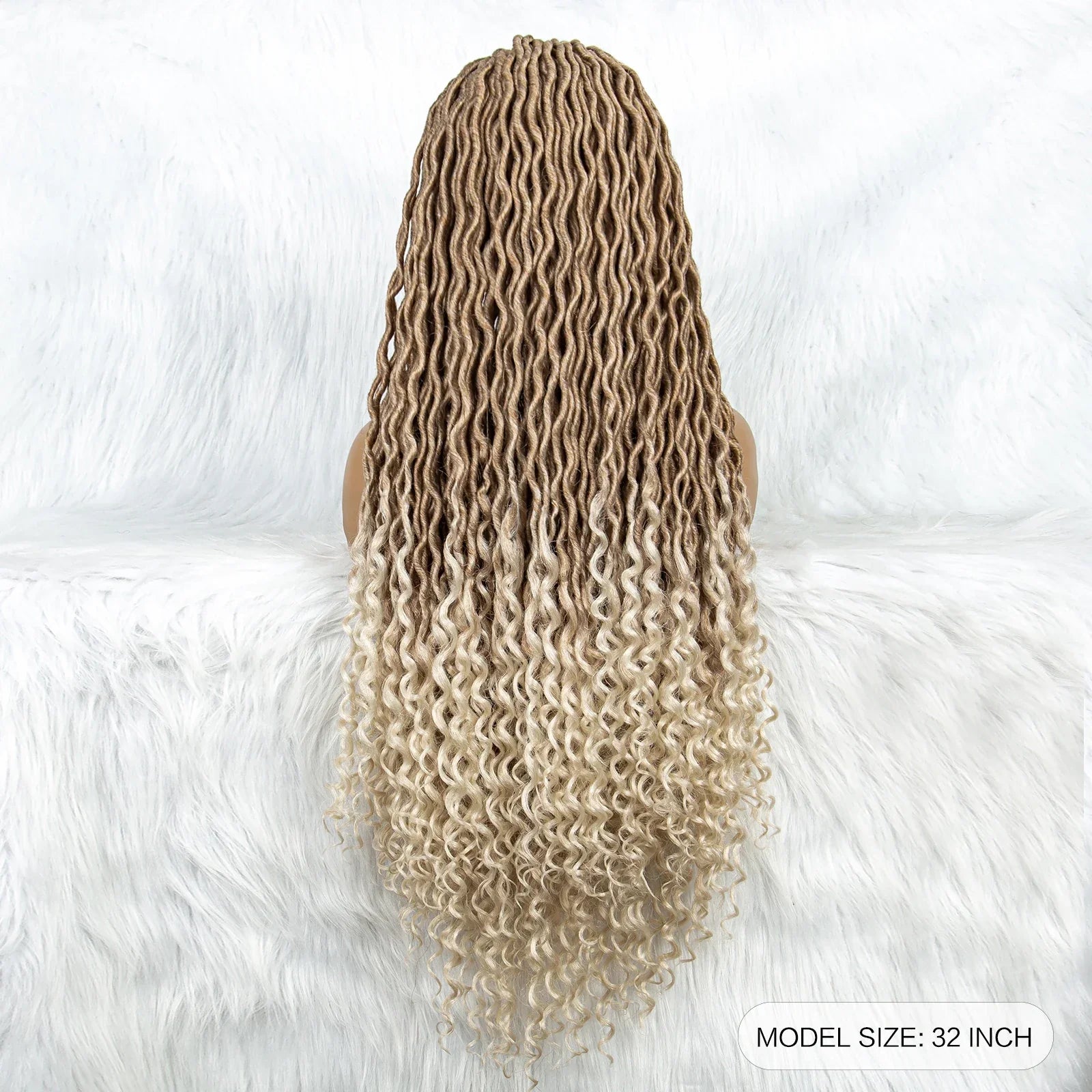 32" Burgundy Curly Dreadlocks Braided Wig | Lace Front with Baby Hair