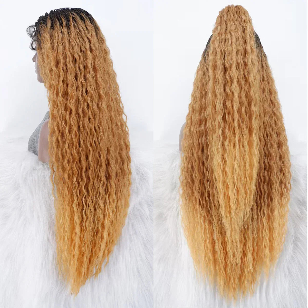 34" 360 HD Lace Braided Wig | Knotless Braids | Kanekalon Synthetic Hair | Choose Lace Color