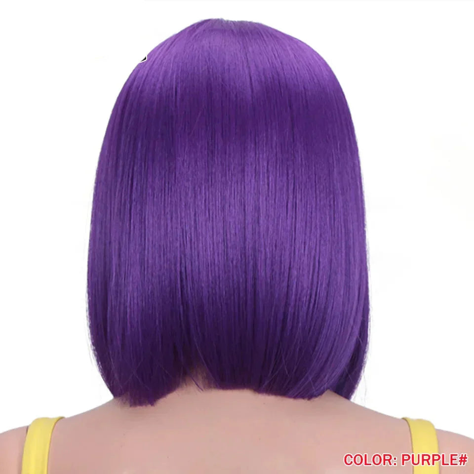 10 Inch Ombre Brown Straight Short Bob Wig | Synthetic Lace Front Wigs for Women (Heat Resistant Fiber, Cosplay & Daily Use)